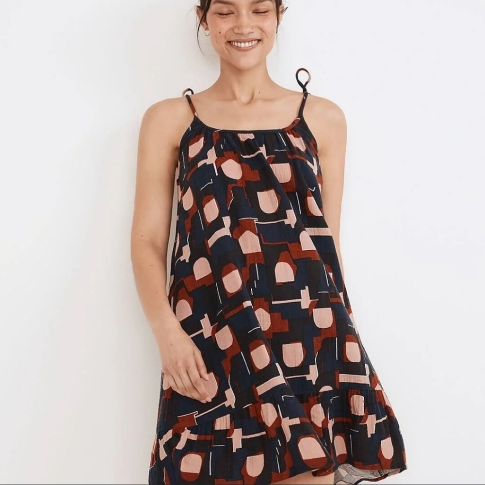 🔥MADEWELL Light Spun Tie‎ Strap Ruffle Hem Cover Up/Dress Women's Size Small
